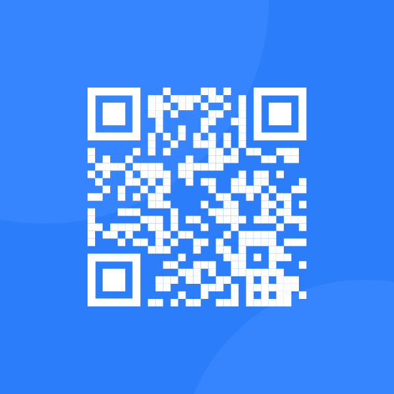 A blue QR code